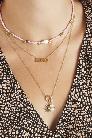 Ketting Dotted XOXO Goud kleur Stainless Steel h5 Afbeelding4